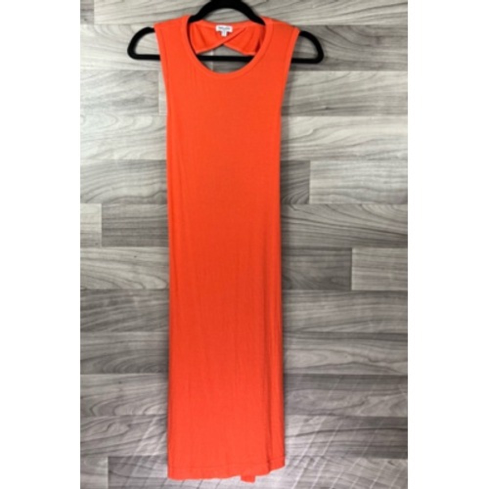 Splendid Womens Sheath Dress Orange Ribbed Knee Length Open Back Scoop Neck S - Picture 4 of 12